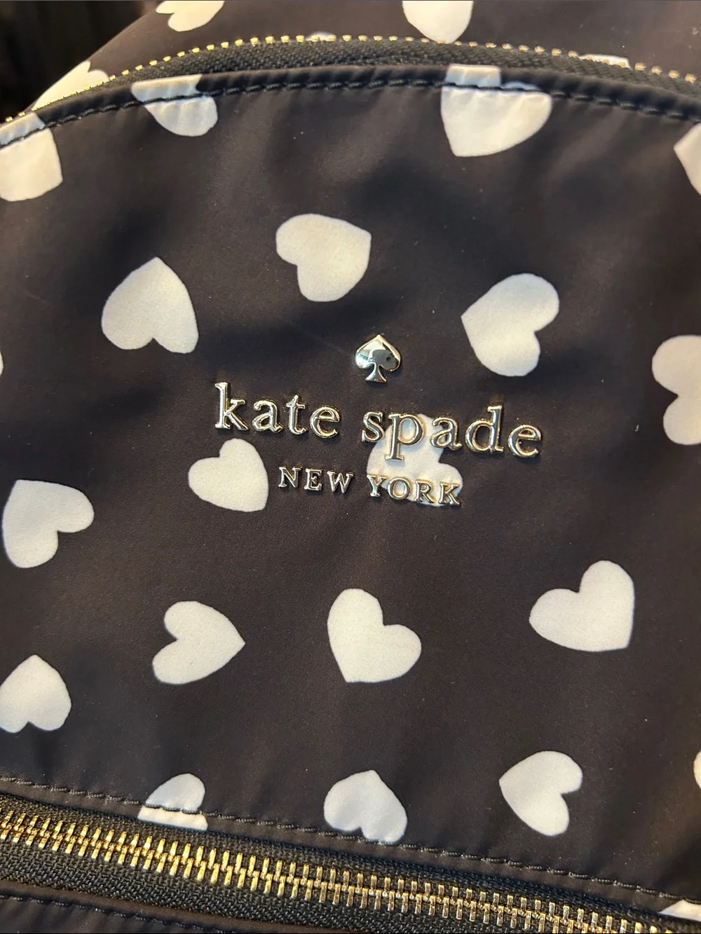 kate spade Black and White Heart-Print Mini Backpack